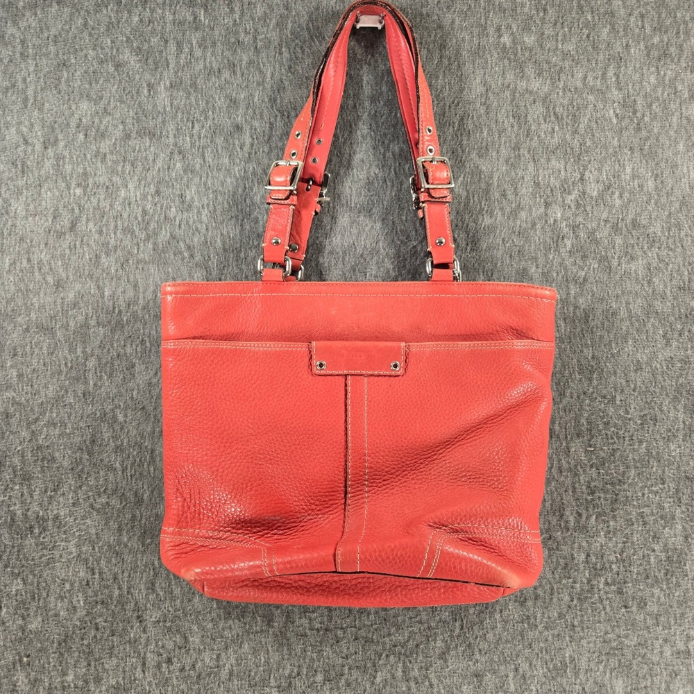 Coach Hamilton Pebbled Leather Tote Bag Womens Coral/Orange F13089 Slouch